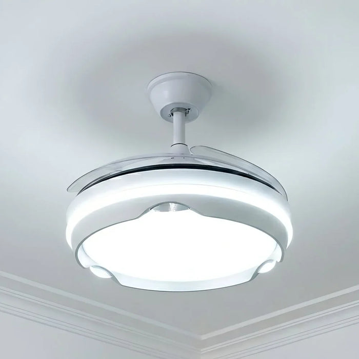 King LED Ceiling Fan Chandelier Remote 3 Color White Ceiling Light