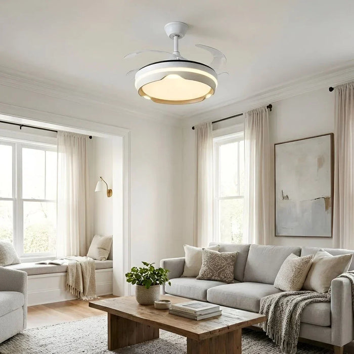 King LED Ceiling Fan Chandelier Remote 3 Color White Ceiling Light