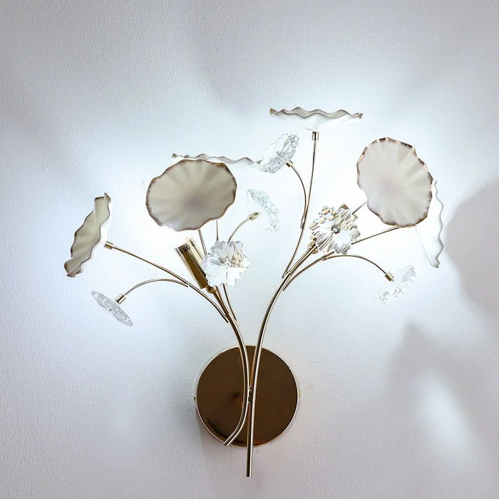 Roma Wall Bracket Ceramic+Metal+Crystal D60 Xh120X W60 E14 Golden