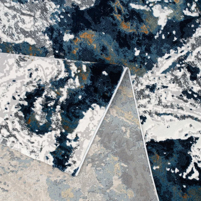 Harmony Modern Distressed Rug | Washable Modern Rugs Style | Polypropylene + Polyester Area Rug Floor Covering | Indoor Carpet For Living Room Dining Bedroom 200X300cm-Blue