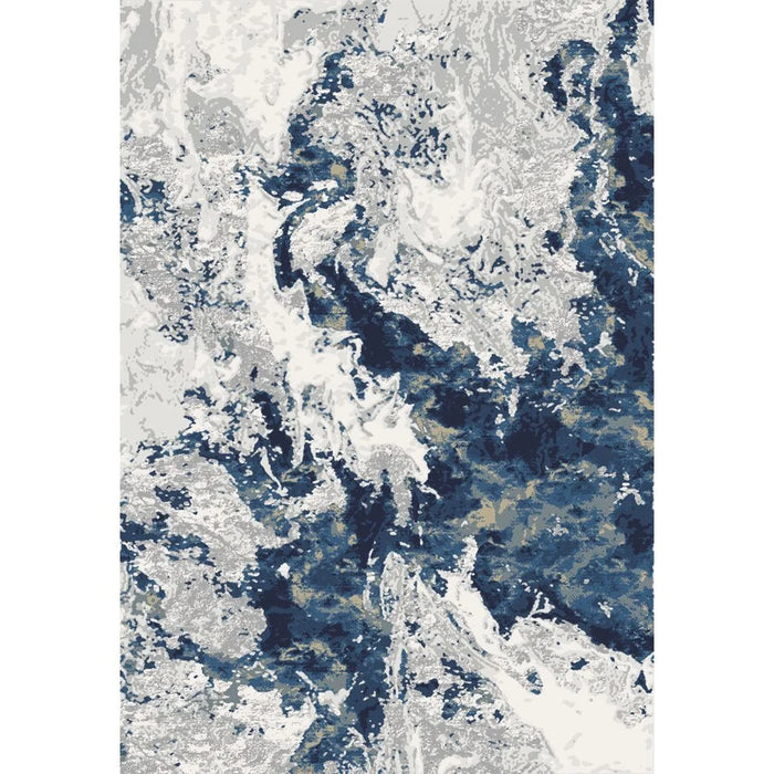 Harmony Modern Distressed Rug | Washable Modern Rugs Style | Polypropylene + Polyester Area Rug Floor Covering | Indoor Carpet For Living Room Dining Bedroom 240X340cm-Blue