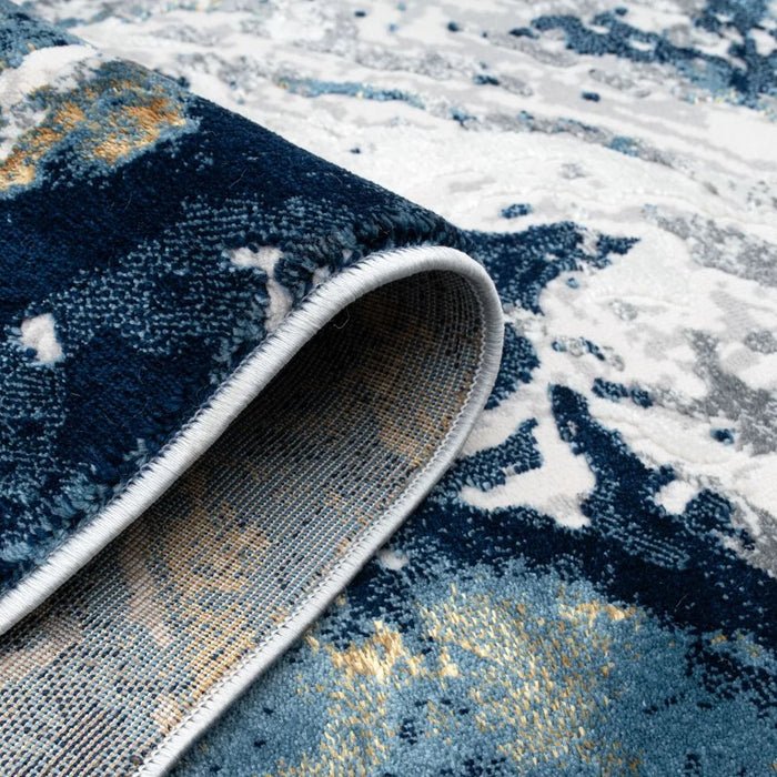 Harmony Modern Distressed Rug | Washable Modern Rugs Style | Polypropylene + Polyester Area Rug Floor Covering | Indoor Carpet For Living Room Dining Bedroom 240X340cm-Blue