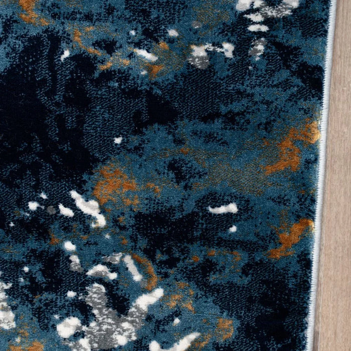 Harmony Modern Distressed Rug | Washable Modern Rugs Style | Polypropylene + Polyester Area Rug Floor Covering | Indoor Carpet For Living Room Dining Bedroom 240X340cm-Blue
