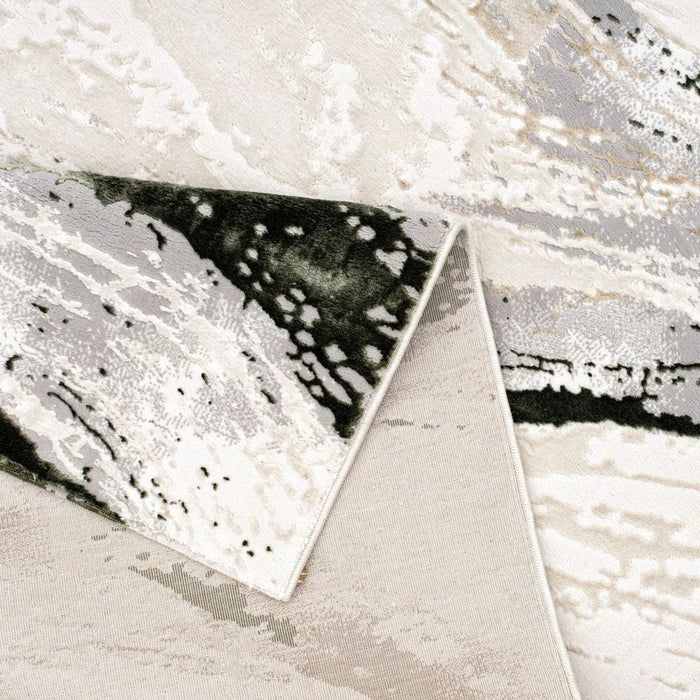 Harmony Modern Abstracts Rug | Washable Modern Rugs Style | Polypropylene + Polyester Area Rug Floor Covering | Indoor Carpet For Living Room Dining Bedroom 240X340cm-White Olv Green