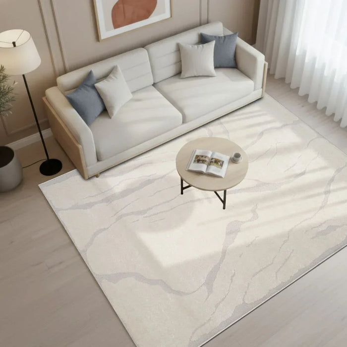 La Perle Modern Abstracts Rug | Washable Modern Rugs Style | Polypropylene + Polyester Area Rug Floor Covering | Indoor Carpet For Living Room Dining Bedroom 160X230cm-White