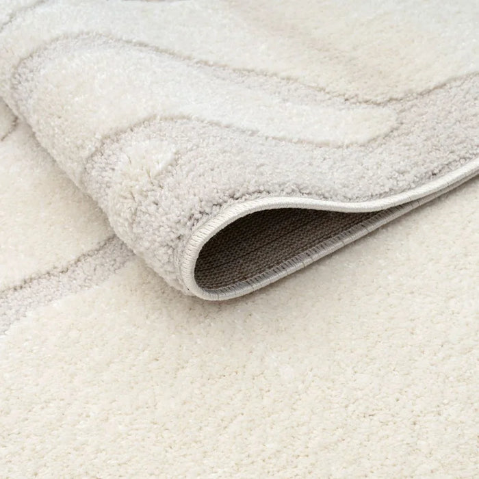 La Perle Modern Abstracts Rug | Washable Modern Rugs Style | Polypropylene + Polyester Area Rug Floor Covering | Indoor Carpet For Living Room Dining Bedroom 160X230cm-White