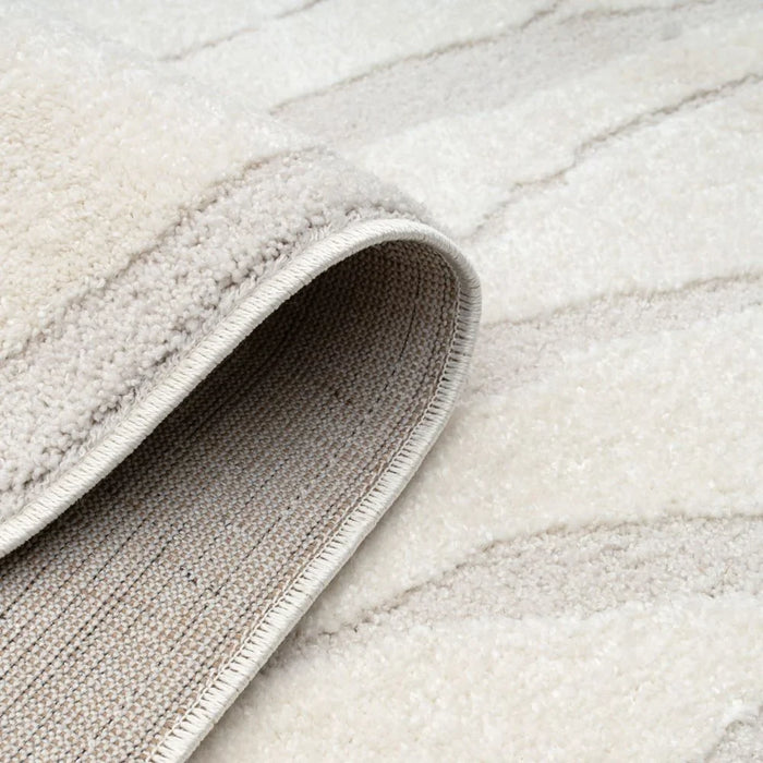 La Perle Modern Abstracts Rug | Washable Modern Rugs Style | Polypropylene + Polyester Area Rug Floor Covering | Indoor Carpet For Living Room Dining Bedroom 160X230cm-White