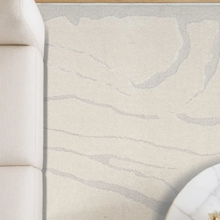 La Perle Modern Abstracts Rug | Washable Modern Rugs Style | Polypropylene + Polyester Area Rug Floor Covering | Indoor Carpet For Living Room Dining Bedroom 160X230cm-White