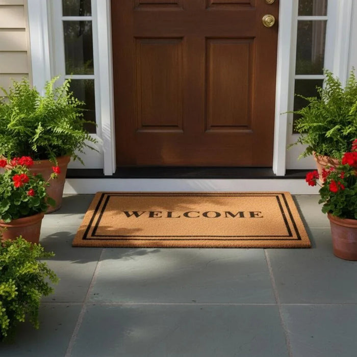 Beluxe Welcome Anti-Slip Washable Door Mat 50x75cm - Natural Coir Outdoor Entryway Mat, Non-Slip, Heavy Duty, Waterproof, Ideal For Home Safety & Style