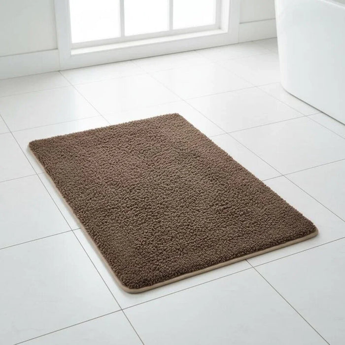 Beluxe Oasis Water Absorbent Micro-Fiber Rubber Bath Mat 50x80cm Tan - Soft, Non-Slip Bathroom Rug For Quick Drying & Comfort - Ideal For Shower & Spa Use