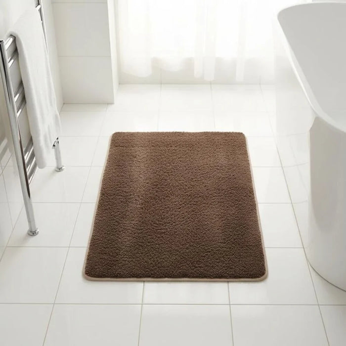 Beluxe Oasis Water Absorbent Micro-Fiber Rubber Bath Mat 50x80cm Tan - Soft, Non-Slip Bathroom Rug For Quick Drying & Comfort - Ideal For Shower & Spa Use