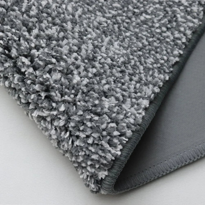 Beluxe Snow Micro-Fiber Rubber Bath Mat 50x80cm - Soft, Absorbent, Non-Slip Bathroom Rug in White and Grey - Ideal For Shower, Bath, and Spa Use