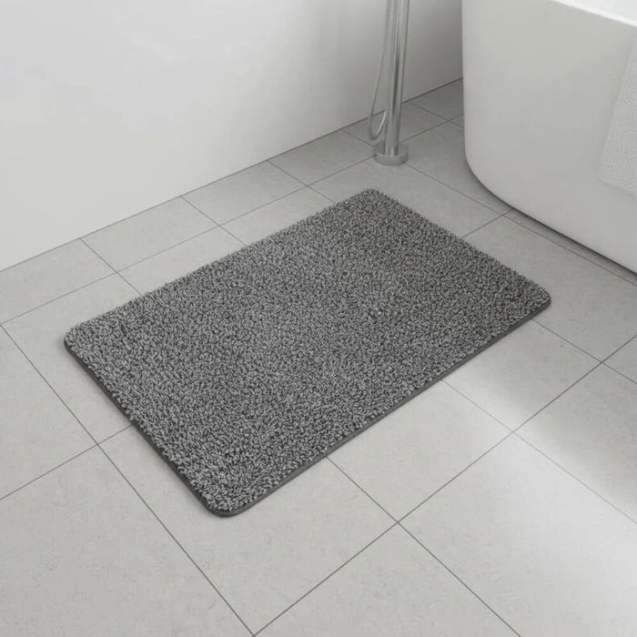 Beluxe Snow Micro-Fiber Rubber Bath Mat 50x80cm - Soft, Absorbent, Non-Slip Bathroom Rug in White and Grey - Ideal For Shower, Bath, and Spa Use