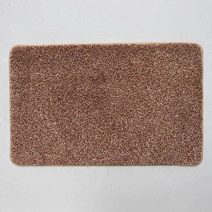 Beluxe Snow Micro-Fiber Rubber Bath Mat 50x80cm - Soft, Absorbent, Non-Slip Bathroom Rug in White and Brown - Ideal For Shower, Bath, and Spa Use