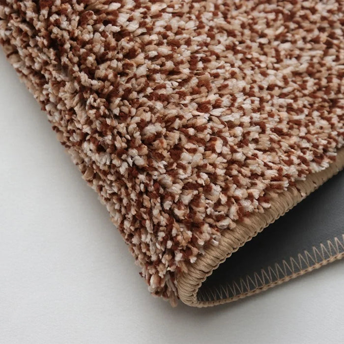 Beluxe Snow Micro-Fiber Rubber Bath Mat 50x80cm - Soft, Absorbent, Non-Slip Bathroom Rug in White and Brown - Ideal For Shower, Bath, and Spa Use