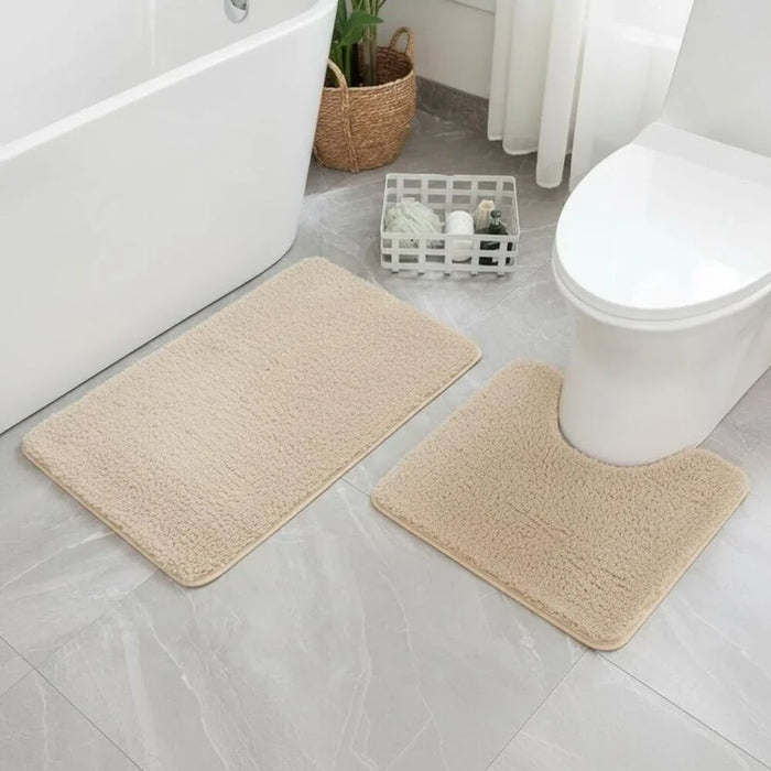 Beluxe Soffy Water Absorbent Anti-Slip Microfiber Bath Mat Set - Cream 80x50cm | Soft, Durable, Non-Slip Bathroom Rug For Ultimate Comfort & Safety