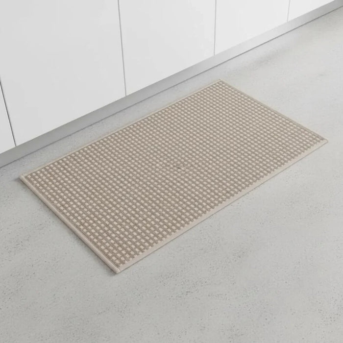 Beluxe Tiko Chenille Woven Fabric Rubber Kitchen/Area Mat 45x75 cm - Light Brown, Non-Slip, Durable Floor Mat For Kitchen, Bathroom, and Home Decor