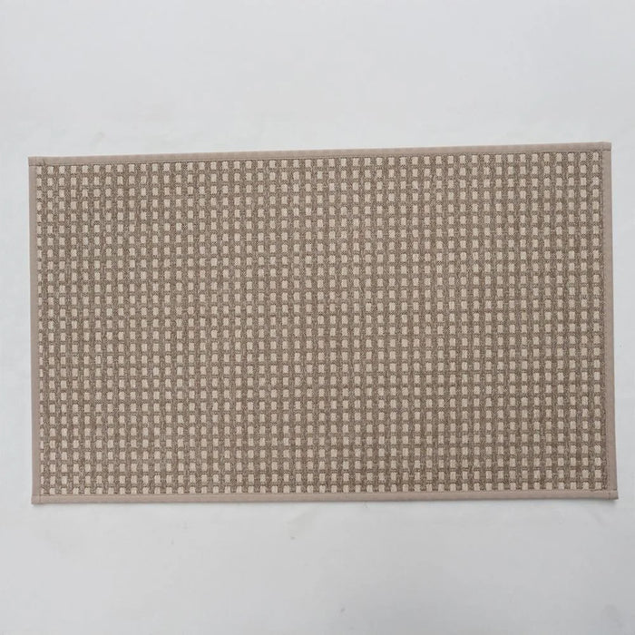 Beluxe Tiko Chenille Woven Fabric Rubber Kitchen/Area Mat 45x75 cm - Light Brown, Non-Slip, Durable Floor Mat For Kitchen, Bathroom, and Home Decor