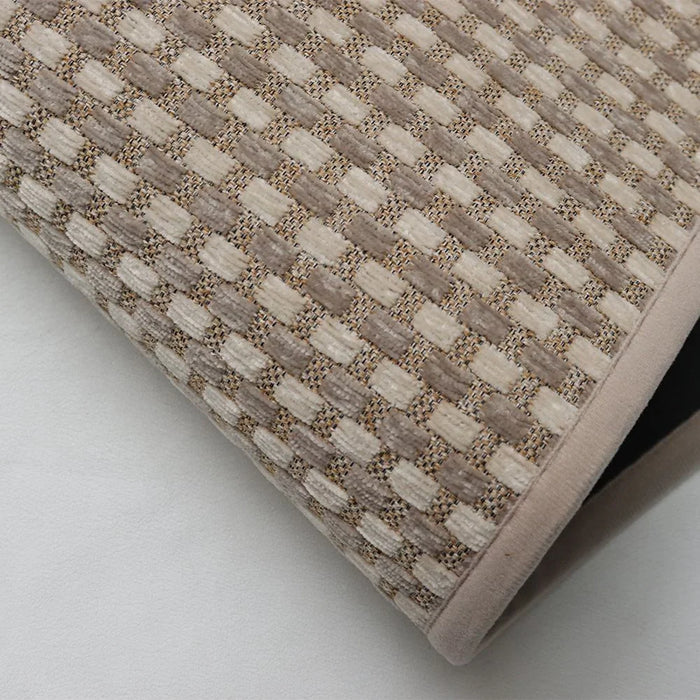 Beluxe Tiko Chenille Woven Fabric Rubber Kitchen/Area Mat 45x75 cm - Light Brown, Non-Slip, Durable Floor Mat For Kitchen, Bathroom, and Home Decor
