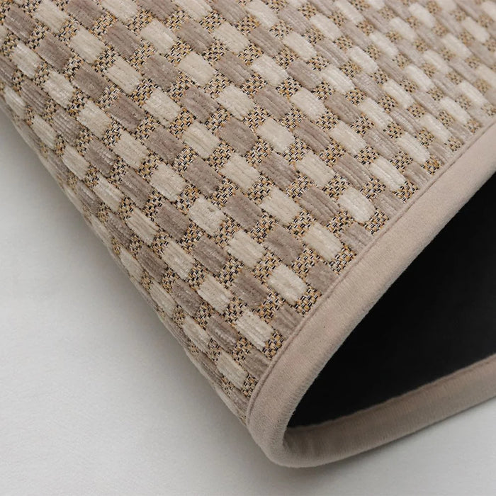 Beluxe Tiko Chenille Woven Fabric Rubber Kitchen/Area Mat 45x120cm - Light Brown, Non-Slip, Water-Resistant, Ideal For High Traffic Areas, Kitchen Rug