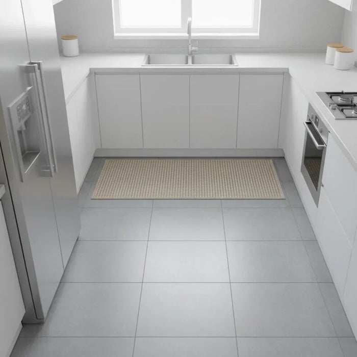 Beluxe Tiko Chenille Woven Fabric Rubber Kitchen/Area Mat 45x120cm - Light Brown, Non-Slip, Water-Resistant, Ideal For High Traffic Areas, Kitchen Rug