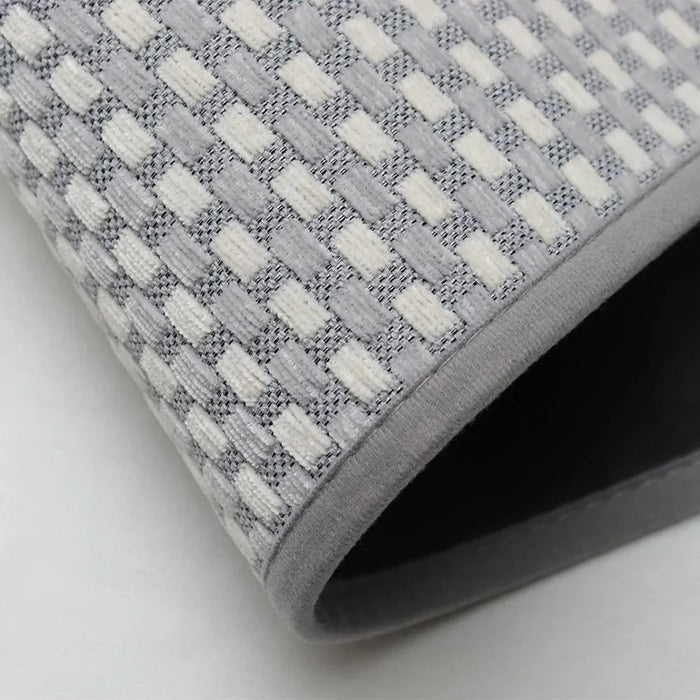 Beluxe Tiko Chenille Woven Fabric Rubber Kitchen/Area Mat 45x75 cm - Grey | Non-Slip, Durable Floor Mat For Kitchen, Bathroom & Entryway | Stylish Home Decor