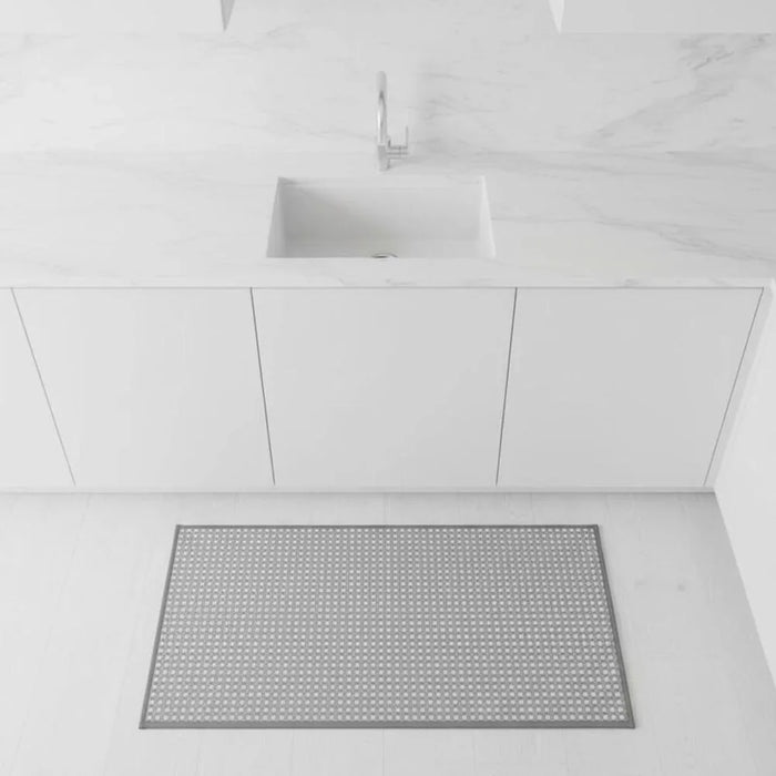 Beluxe Tiko Chenille Woven Fabric Rubber Kitchen/Area Mat 45x75 cm - Grey | Non-Slip, Durable Floor Mat For Kitchen, Bathroom & Entryway | Stylish Home Decor