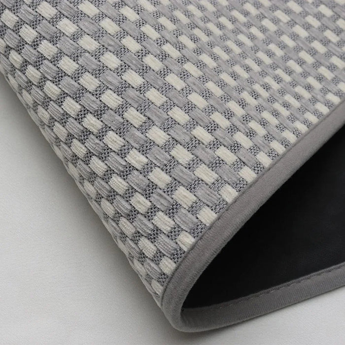 Beluxe Tiko Chenille Woven Fabric Rubber Kitchen Mat 45x120cm - Grey | Non-Slip, Water-Absorbent Area Rug For Kitchen & Home | Durable & Stain-Resistant Floor Mat