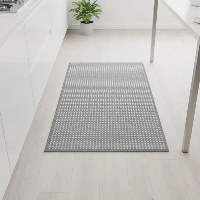 Beluxe Tiko Chenille Woven Fabric Rubber Kitchen Mat 45x120cm - Grey | Non-Slip, Water-Absorbent Area Rug For Kitchen & Home | Durable & Stain-Resistant Floor Mat