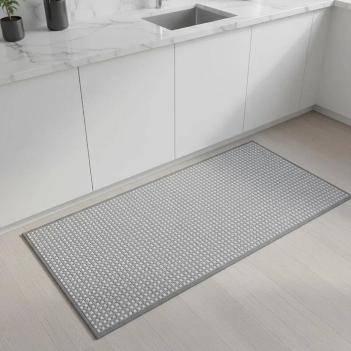 Beluxe Tiko Chenille Woven Fabric Rubber Kitchen Mat 45x120cm - Grey | Non-Slip, Water-Absorbent Area Rug For Kitchen & Home | Durable & Stain-Resistant Floor Mat