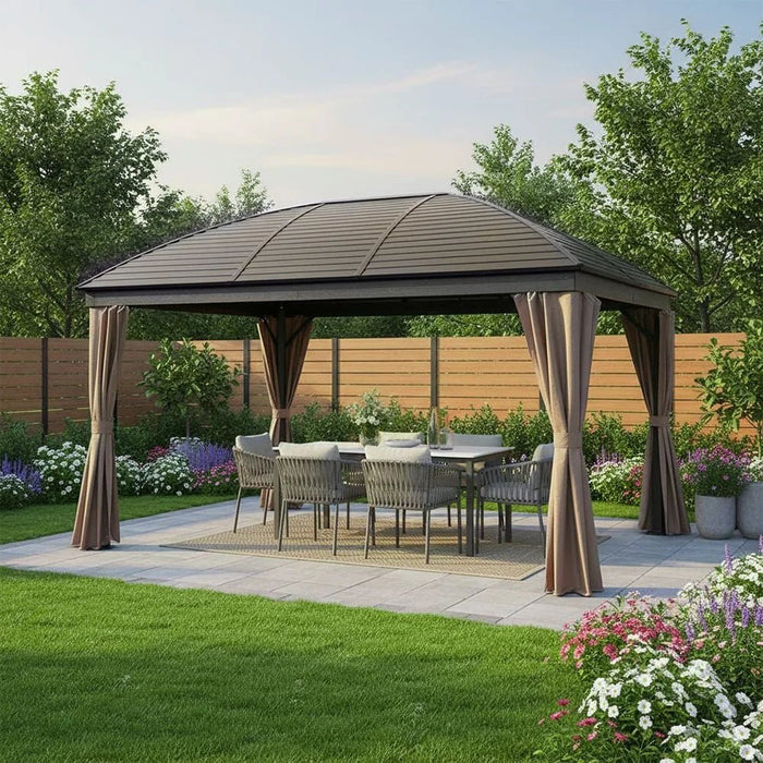 Montero Gazebo Aluminium Frame Patio Tent Canopy For Garden Brown 300x400cm