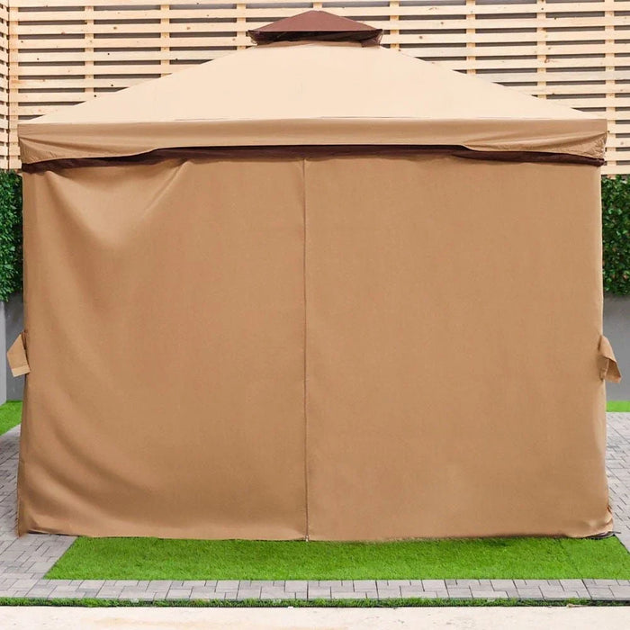 Sandra Gazebo Aluminium Frame Patio Tent Canopy For Garden With Mosquito Net Beige 300x300cm