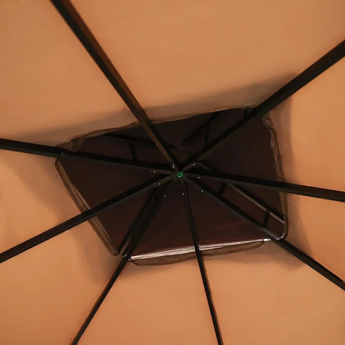 Sandra Gazebo Aluminium Frame Patio Tent Canopy For Garden With Mosquito Net Beige 300x300cm