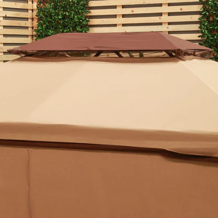 Roma Gazebo Aluminium Frame Patio Tent Canopy For Garden With Mosquito Net Beige 300x400cm