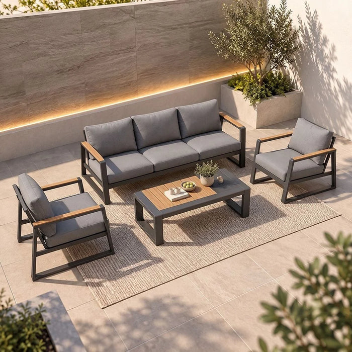 Roma 5-Seater Outdoor Sofa Set Aluminium Frame Modern Garden Furniture Gray