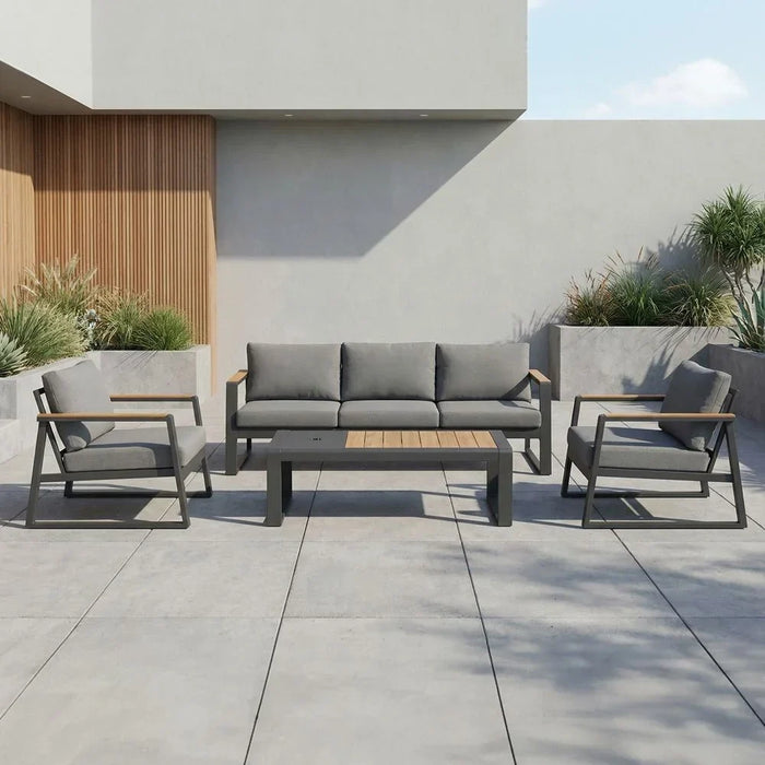 Roma 5-Seater Outdoor Sofa Set Aluminium Frame Modern Garden Furniture Gray
