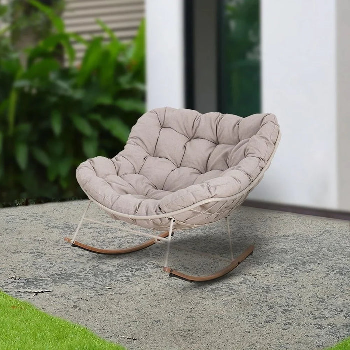 Emily Relaxing Chair Balcony Chair Porch Bistro Chair Modern Design Garden Furniture for Outdoor Bench Seating Terrace Lawn Patio Balcony - Beige