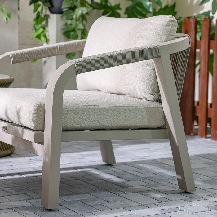 Manchester 5 Seater Outdoor Sofa Set Aluminum Frame Garden Furniture Modern Design Lounge Sofa Sets 4 Pieces Outdoor Seating Table And Chairs Set For Patio Balcony Lawn Yard Beige