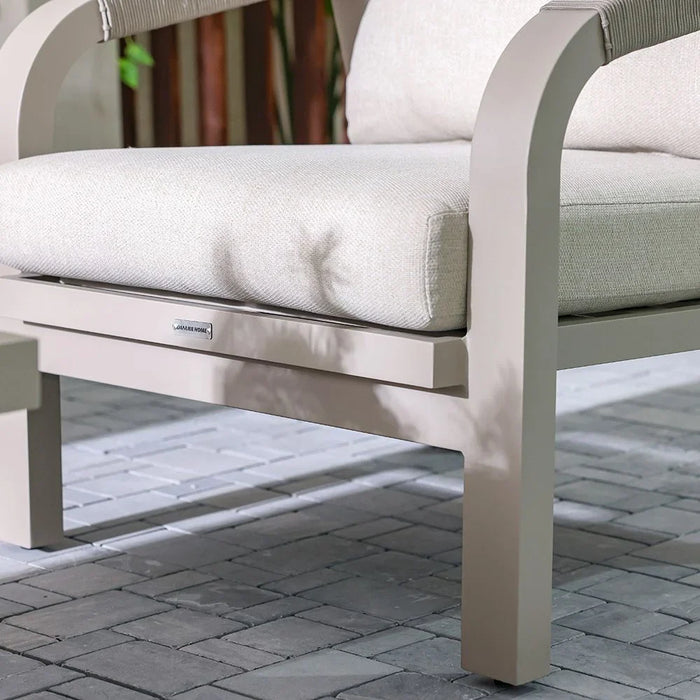 Manchester 5 Seater Outdoor Sofa Set Aluminum Frame Garden Furniture Modern Design Lounge Sofa Sets 4 Pieces Outdoor Seating Table And Chairs Set For Patio Balcony Lawn Yard Beige