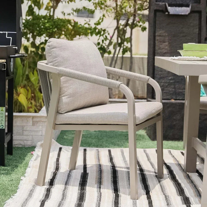 Manchester 7 Piece Outdoor Dining Set Water Resistant Garden Patio Dining Sets 6 Seater All Weather Aluminum/Round Rope Patio Modern Outdoor Furniture Set For Lawn Garden Yard Grey