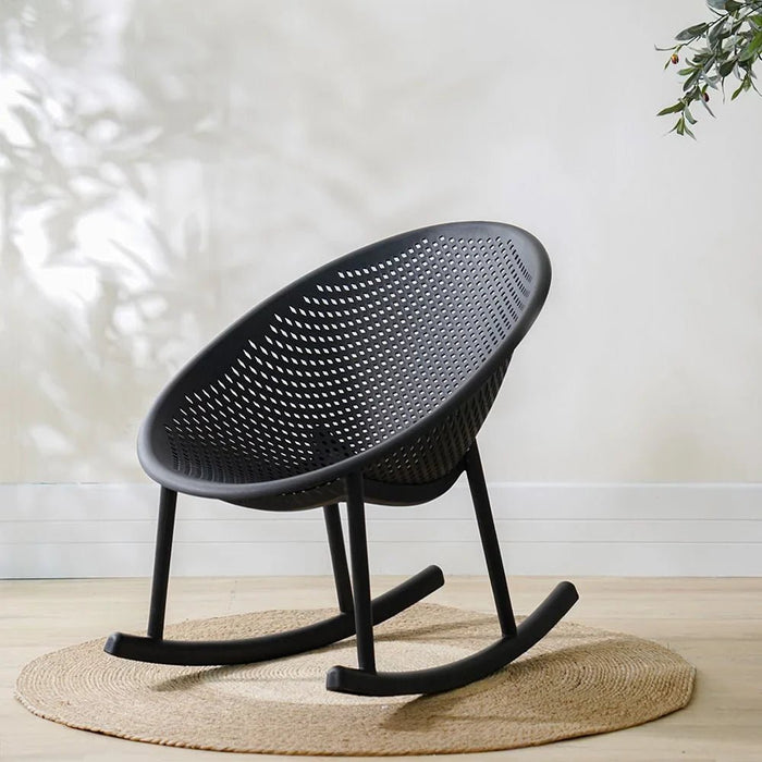 Rayan 1-Seater Balcony Rocking Chair | All Weather 1 Piece Relaxing Chair | Modern Design Furniture For Balcony Outdoor Garden Seating Terrace Lawn Patio Poolside - Black
