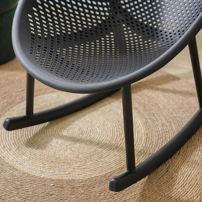Rayan 1-Seater Balcony Rocking Chair | All Weather 1 Piece Relaxing Chair | Modern Design Furniture For Balcony Outdoor Garden Seating Terrace Lawn Patio Poolside - Black