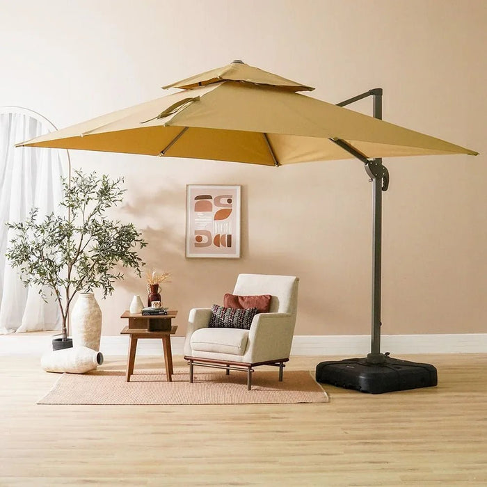 Alina Umbrella With Base Garden Umbrella With Base Cantilever Patio Parasol Modern Design Outdoor Sun Shade Waterproof Canopy With Uv Protection For Balcony Beach, Pool - Beige
