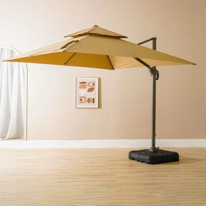 Alina Umbrella With Base Garden Umbrella With Base Cantilever Patio Parasol Modern Design Outdoor Sun Shade Waterproof Canopy With Uv Protection For Balcony Beach, Pool - Beige