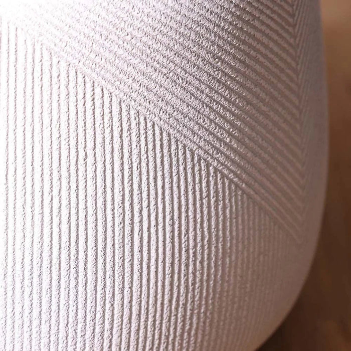 Fiber Clay Pot With Symmetry Stripes Outdoor Plants Pot Garden Decor| Decorative Planters For Home Garden 29x29x20 cm - White 231202708958