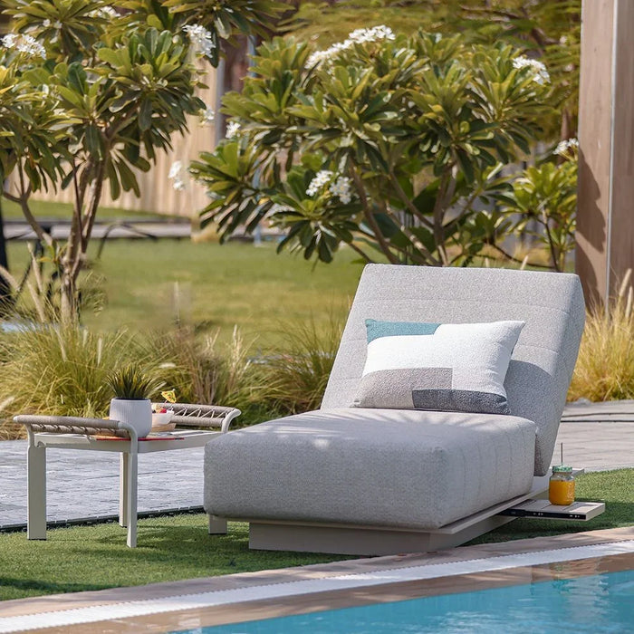 Deluxe Sun Lounger| All Weather Patio Sunloungers | Single Relaxing Chair |  Modern Design Outdoor Furniture For Gardens Lawns Poolsides L205xW80xH40cm - Champagne