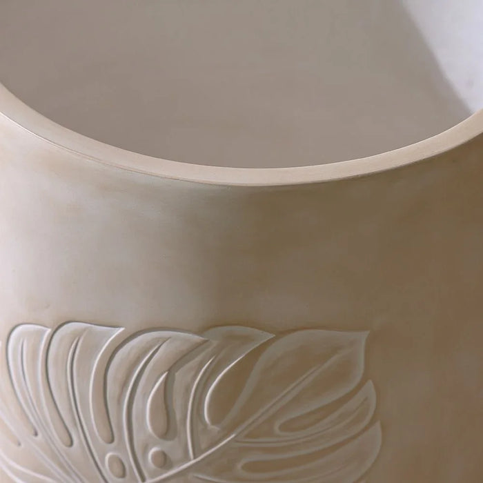 Small Leaf Design Fibre Clay Planter – Lightweight, Durable Pot for Tabletop, Balcony & Garden Plants in Homes & Offices – 21.5×21.5×22 cm