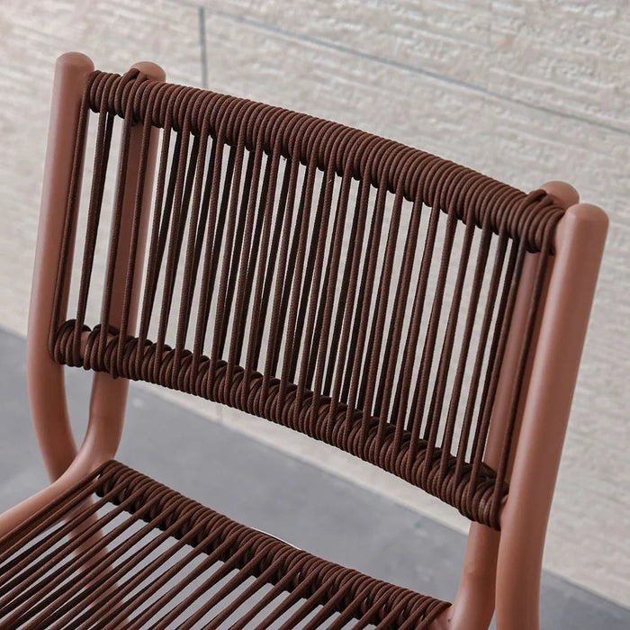 The Loom Chair Without Arm  Outdoor Garden Chair | All-Weather Garden Seating |  One Seater Stool Modern Outdoor Furniture For Indoor/ Outdoor 51x58x79cm-Brown/Red