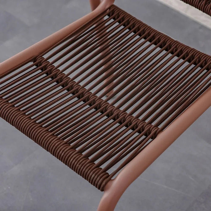The Loom Chair Without Arm  Outdoor Garden Chair | All-Weather Garden Seating |  One Seater Stool Modern Outdoor Furniture For Indoor/ Outdoor 51x58x79cm-Brown/Red