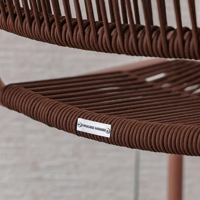 The Loom Chair Without Arm  Outdoor Garden Chair | All-Weather Garden Seating |  One Seater Stool Modern Outdoor Furniture For Indoor/ Outdoor 51x58x79cm-Brown/Red